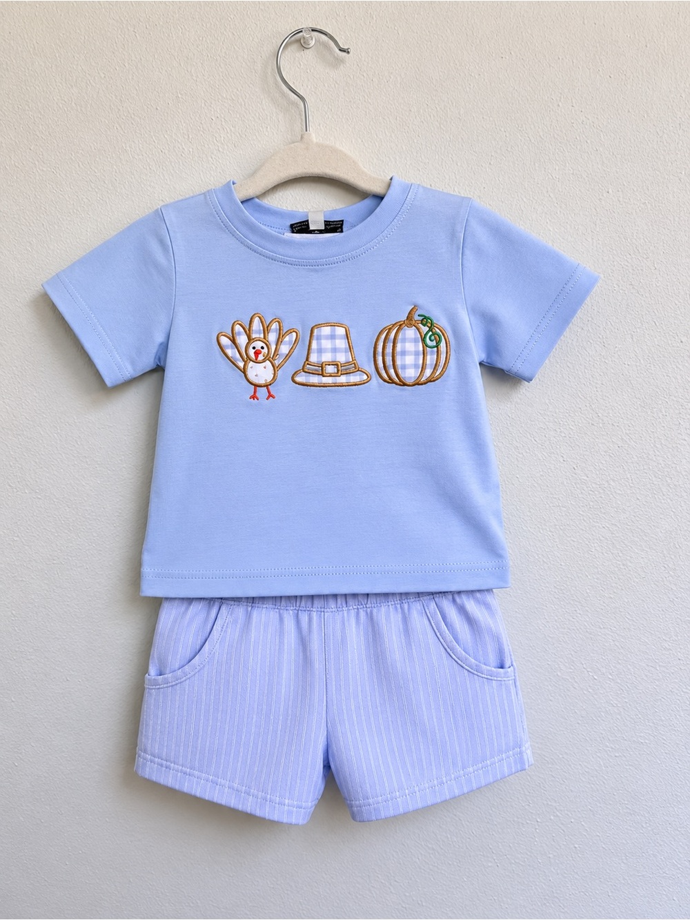 Kids Matching Set - Light Blue Short Sleeve Tee & Shorts